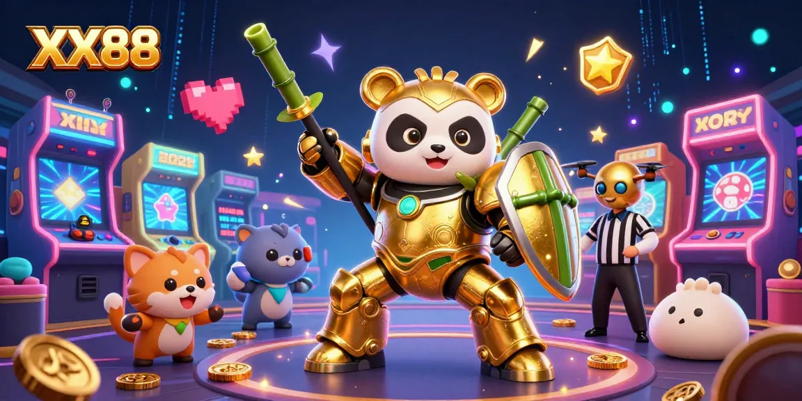 Engage in thrilling gaming at XX88 with a dynamic 3D illustration showcasing vibrant casino action.
