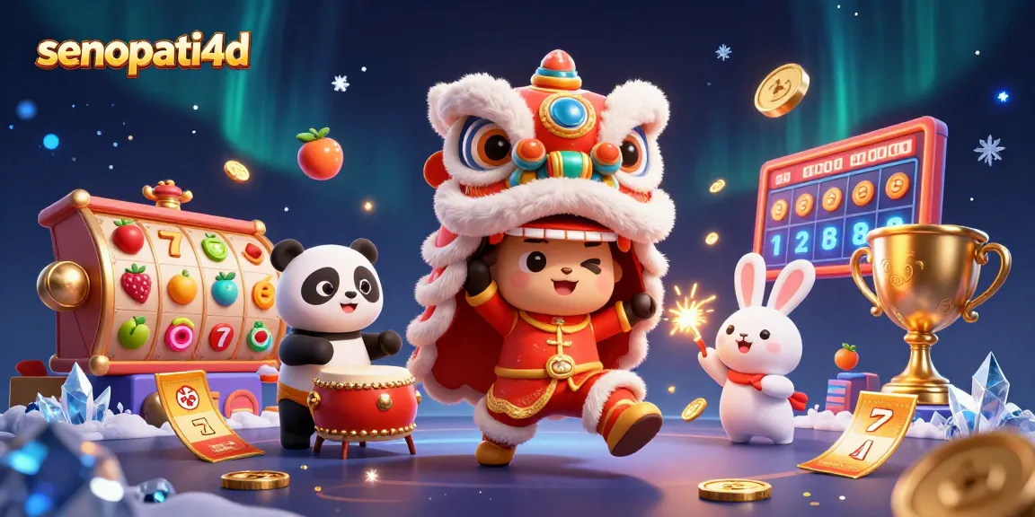 Experience thrilling jackpots at senopati4d with a vibrant slot game illustration featuring festive elements.