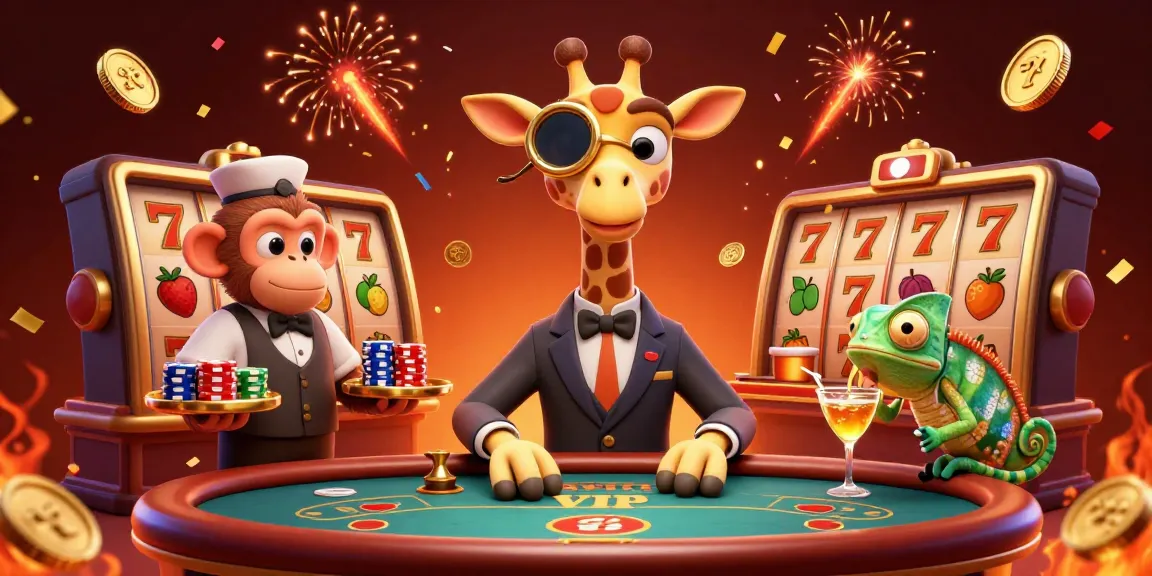 Menyenangkan bermain slot online dengan meja poker dan karakter kasino yang penuh gaya.