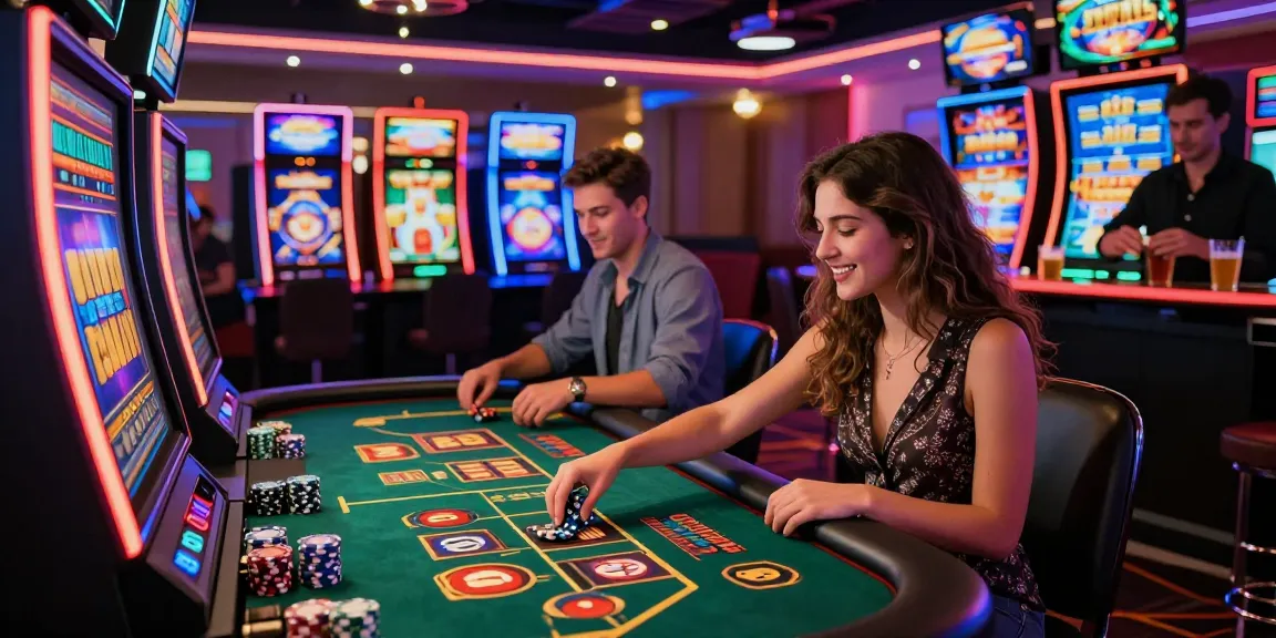 Players enjoying dynamic gameplay at credit card casinos with vibrant décor and engaging atmosphere