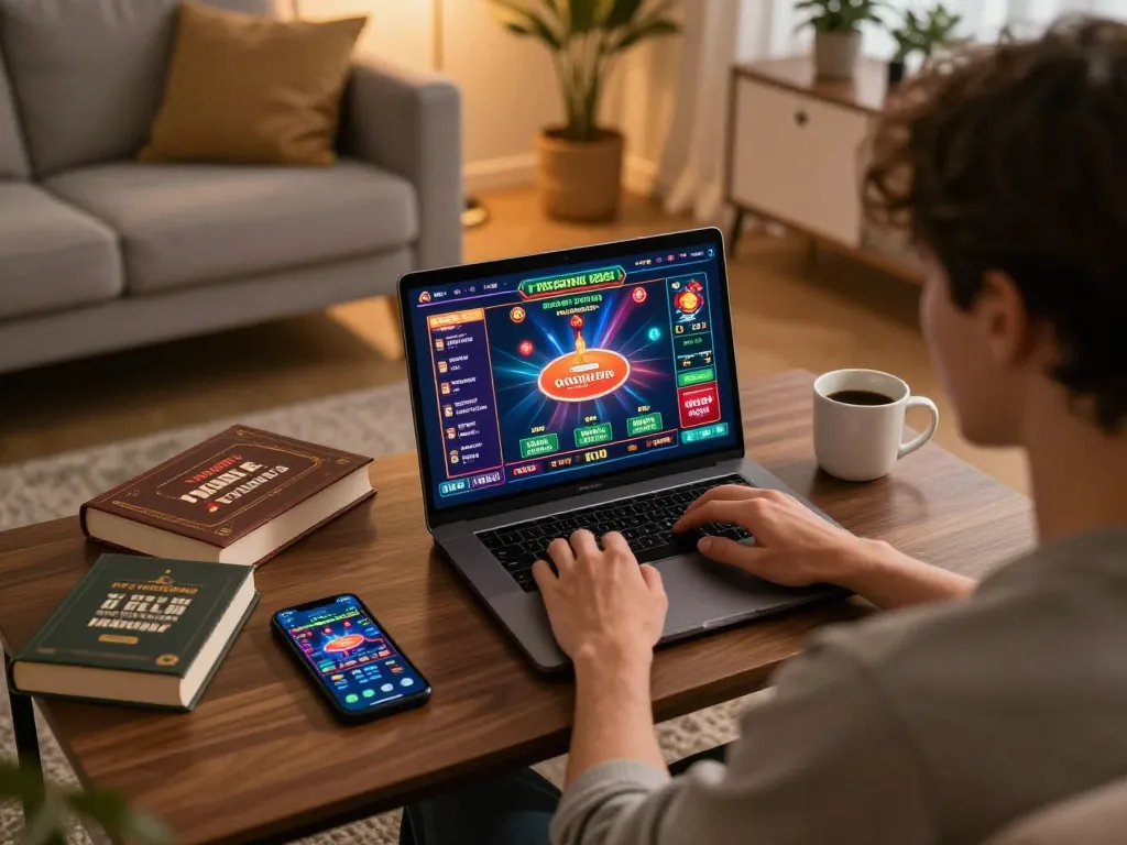 Player enjoys online gaming at home with SC88, showcasing a relaxed atmosphere and engaging gameplay.