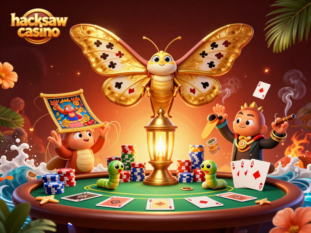Experience the excitement of hacksaw casino with a vibrant depiction of a dynamic poker scene.