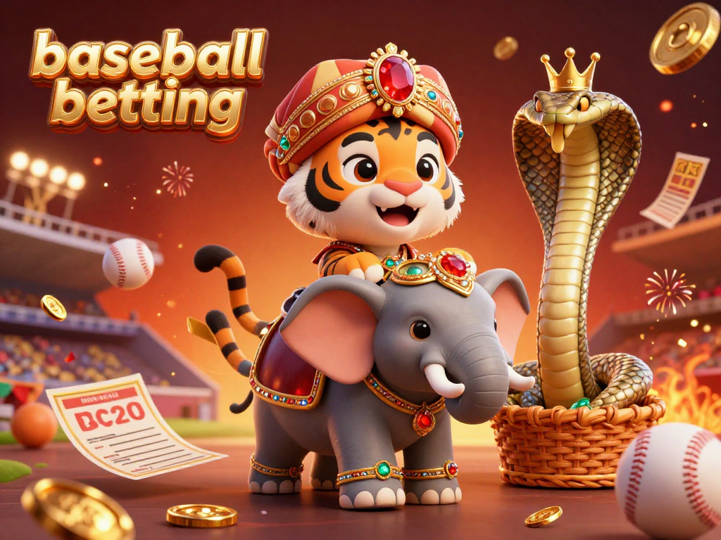 Engage in exciting baseball betting with a vibrant 3D illustration showcasing dynamic sports elements and lively characters.