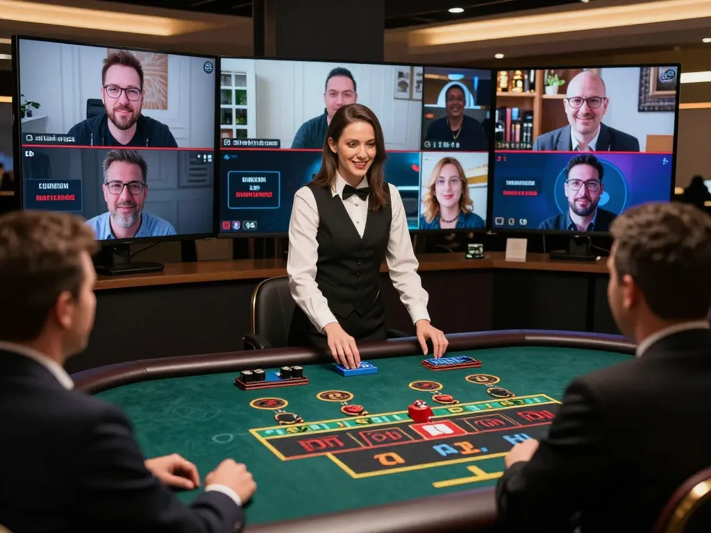 Sunwin players engaging in live dealer gaming, showcasing interactive online casino experience with strategic gameplay.