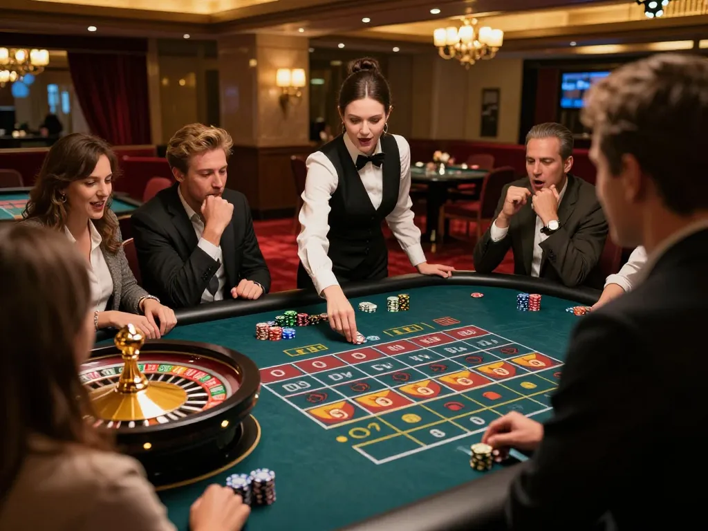 Engaged players strategizing at the roulette table in LGOGOAL casino.