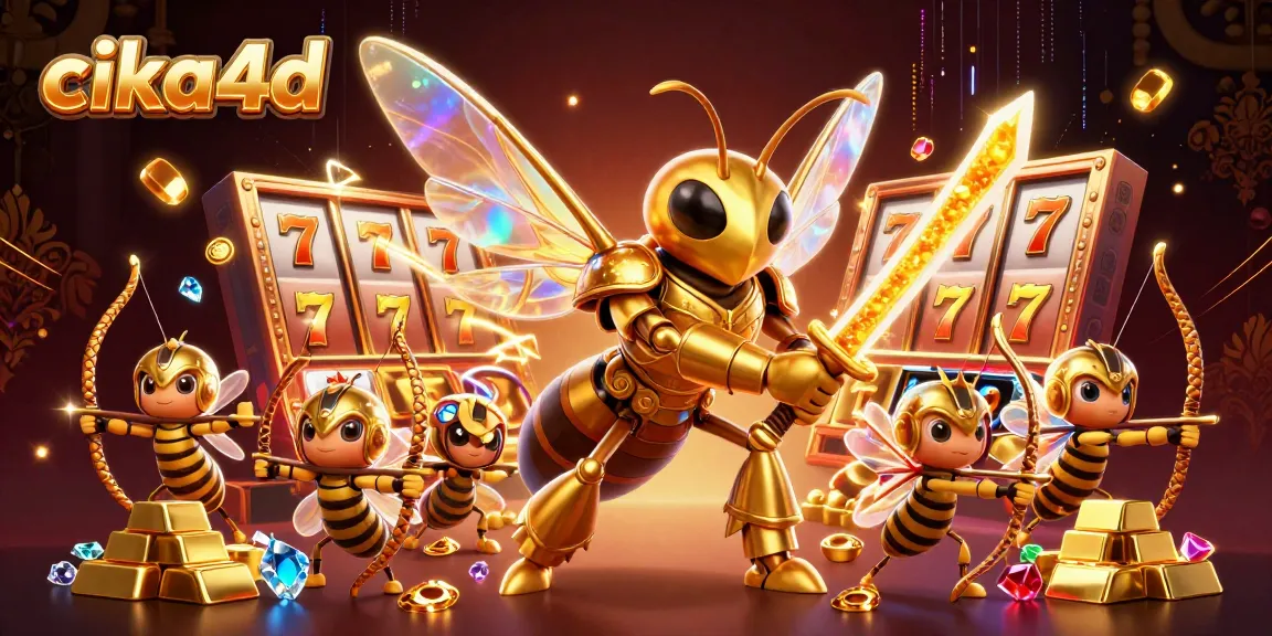 Engage in thrilling slots at cika4d with a golden hornet samurai leading the way amidst treasure and fun.