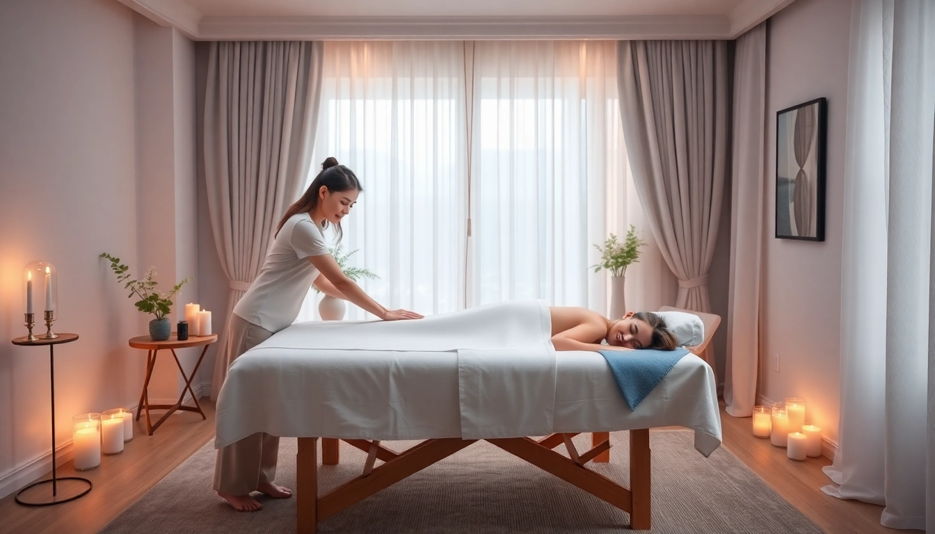 Relaxing scene of a professional providing 오산출장마사지 in a serene setting with calming colors and ambiance.