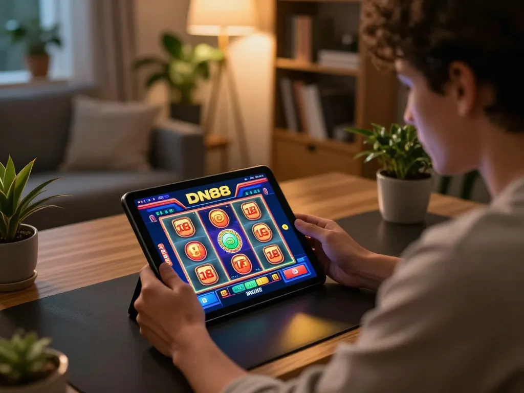 Engaging gaming experience at DN88 online casino on tablet, showcasing strategic gameplay.