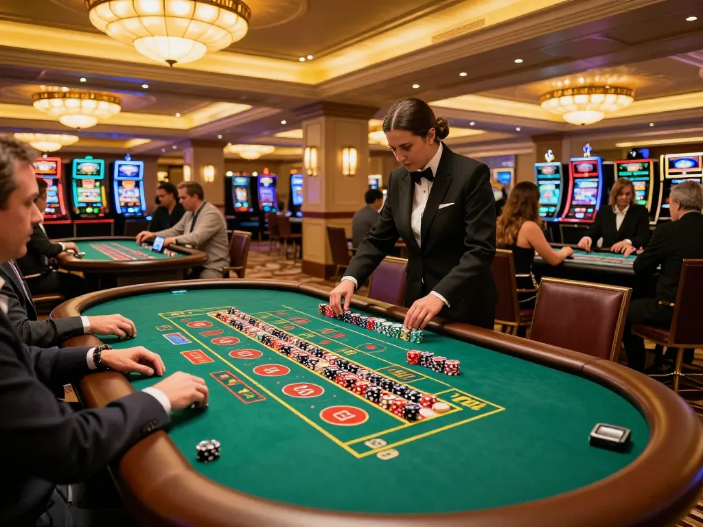 MPOID players engaged in dynamic roulette gameplay, showcasing excitement and strategic betting in a luxury casino environment