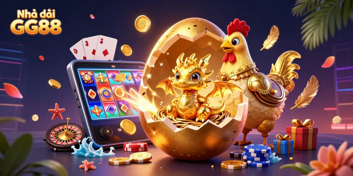 Engage with Nhà cái GG88's vibrant 3D digital illustration showcasing thrilling casino elements.