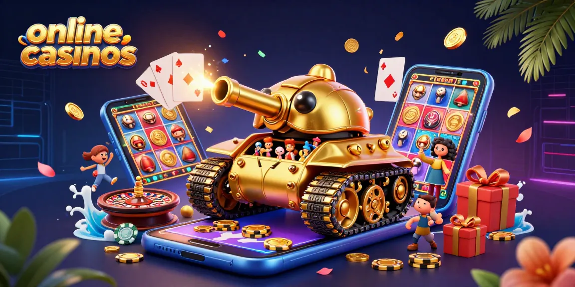 Experience fun in online casinos with a lively 3D scene of a beetle tank casino bursting with gaming elements.