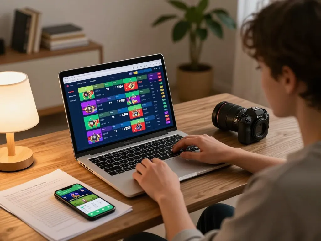 Engaging sports betting activity on a laptop with kèo nhà cái displayed for strategic analysis.