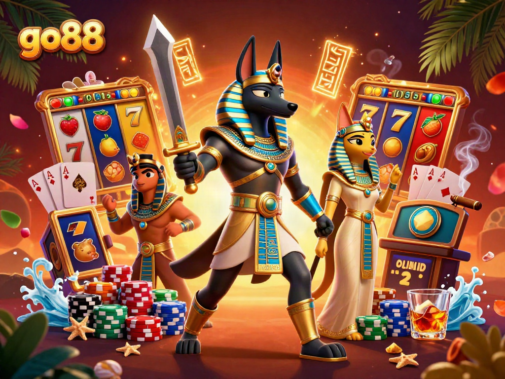 Experience go88 with thrilling slot games and dynamic poker elements in a vibrant casino scene.