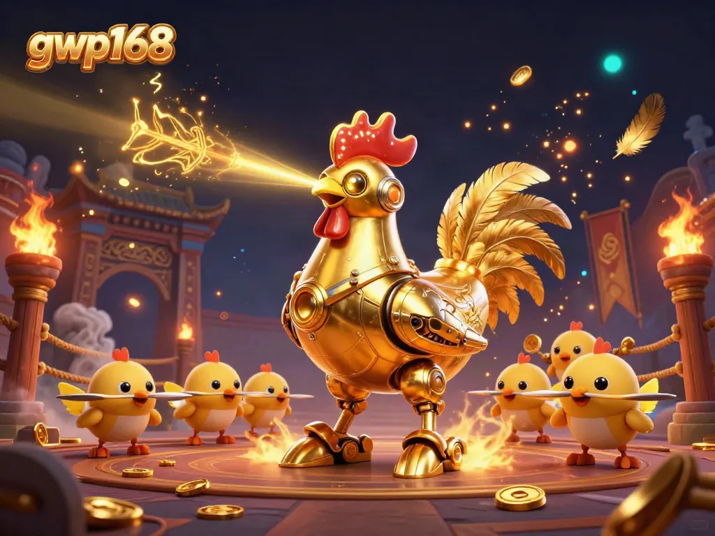 GWP168 meraih kemenangan dengan robot ayam emas dan drone anak ayam dalam pertandingan bernuansa kasino.
