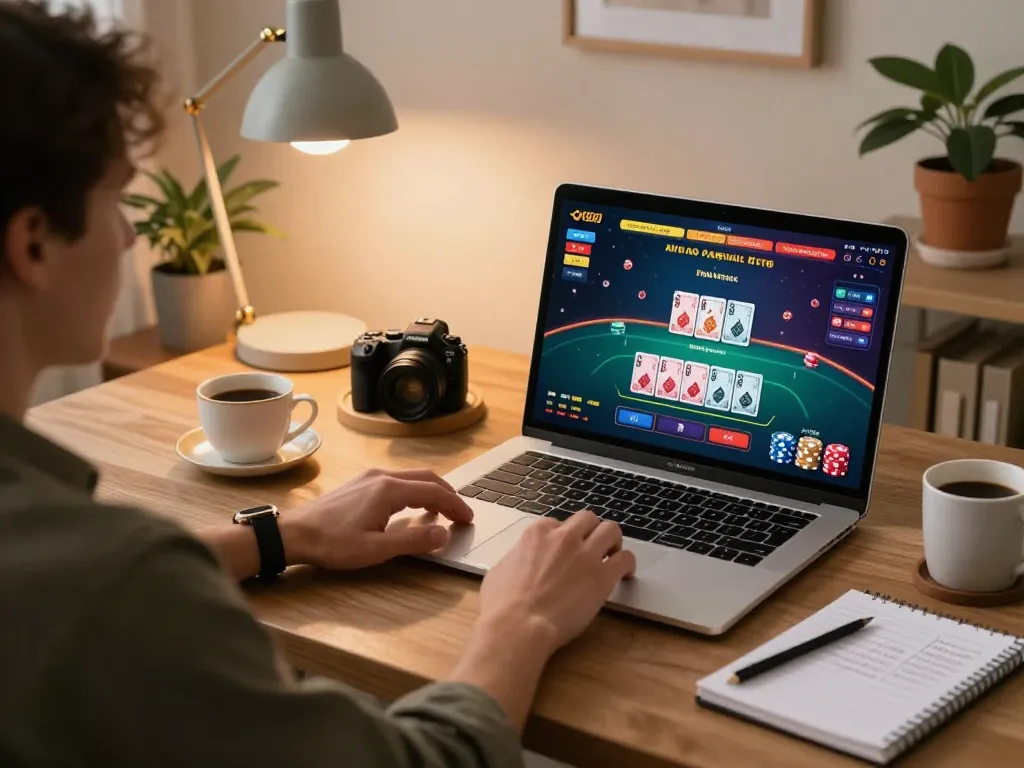 Engaging in online casino gaming with open888, person strategizes while enjoying live dealer action.