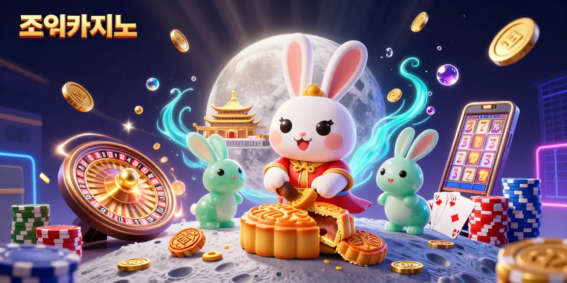 Experience the excitement of 조이카지노 with a vibrant 3D illustration of a fortune-filled casino world featuring lucky symbols and golden rewards.