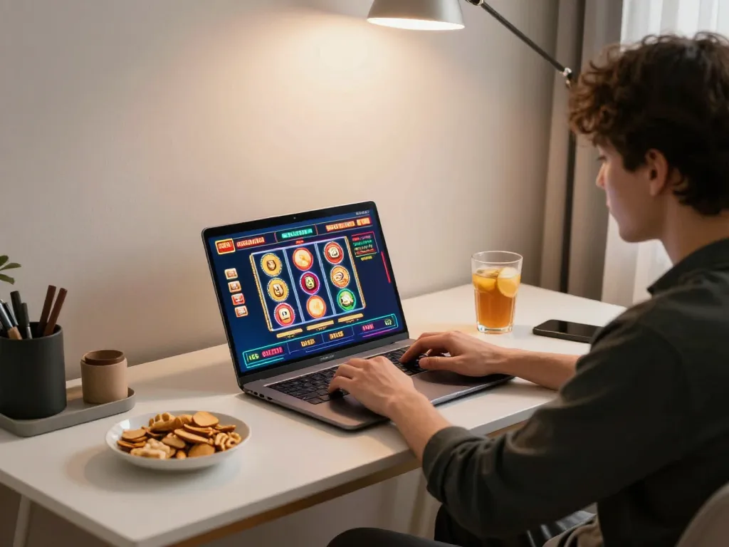 KADAL778 online gaming session on a laptop in a relaxed home setting