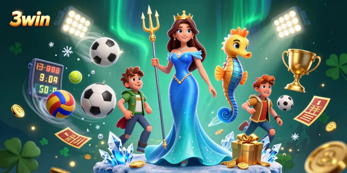 Experience the excitement of 3win in this dynamic 3D casino scene with vibrant game elements.