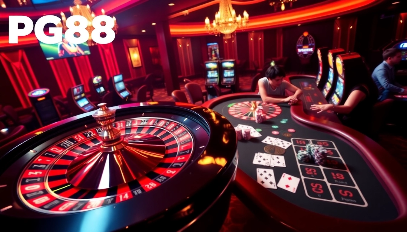 Players enjoying a thrilling game at PG88 online casino, showcasing excitement and strategy.