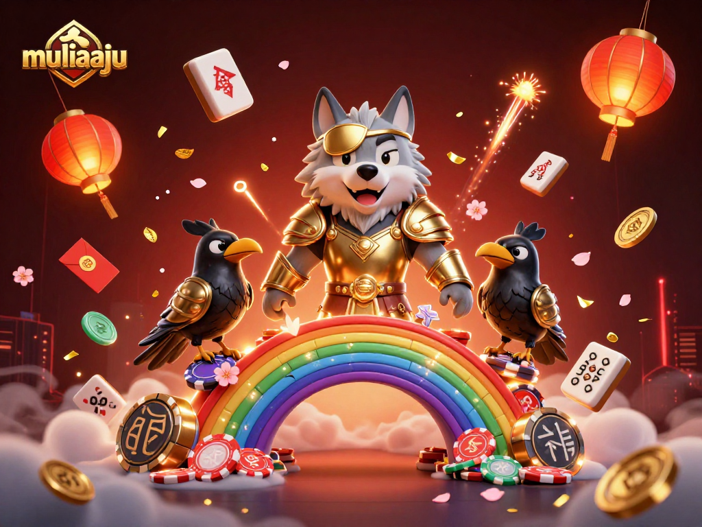 Experience thrilling slots with muliaaju in a vibrant 3D casino illustration.