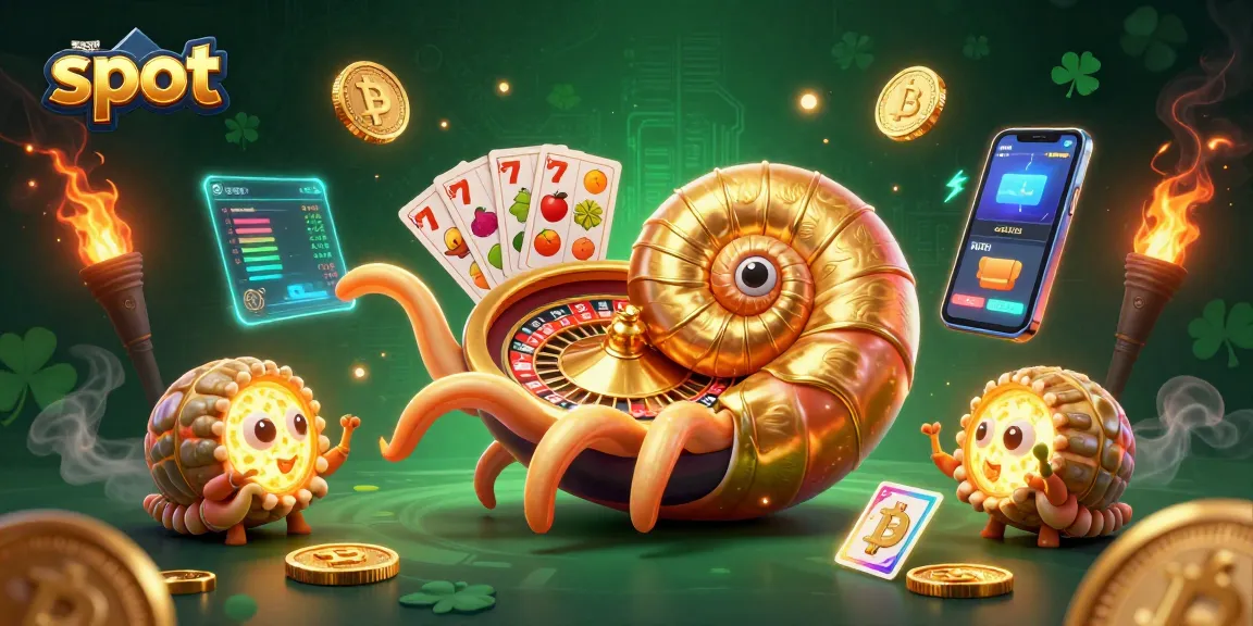Menangkan slot dengan simbol keberuntungan di samping nautilus raksasa dan koin crypto.