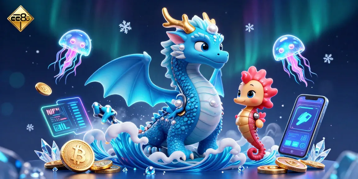 ee88 features a majestic azure water dragon and glowing jellyfish in a vibrant casino theme.