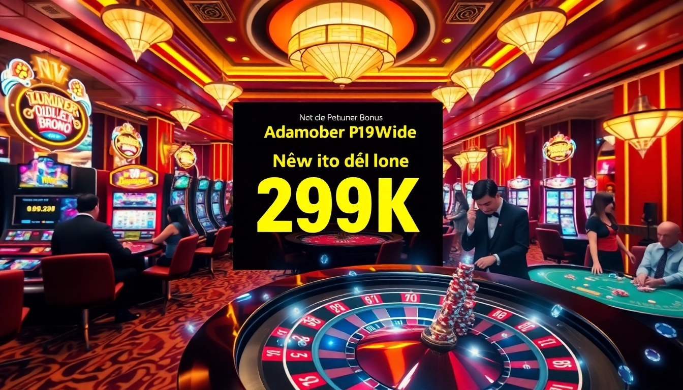 New member bonus 199K at 99win captivates players in a luxurious casino setting.