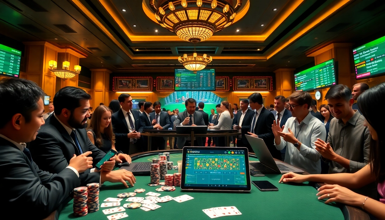 Engaging sbobet link mobile interface displayed with lively casino elements showcasing betting excitement.