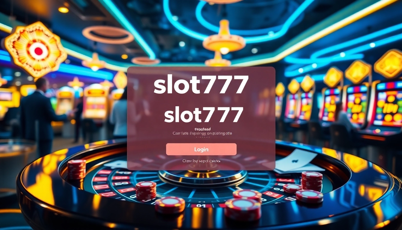Engaging scene of slot777 login with players enjoying slot machines and roulette at a vibrant casino.