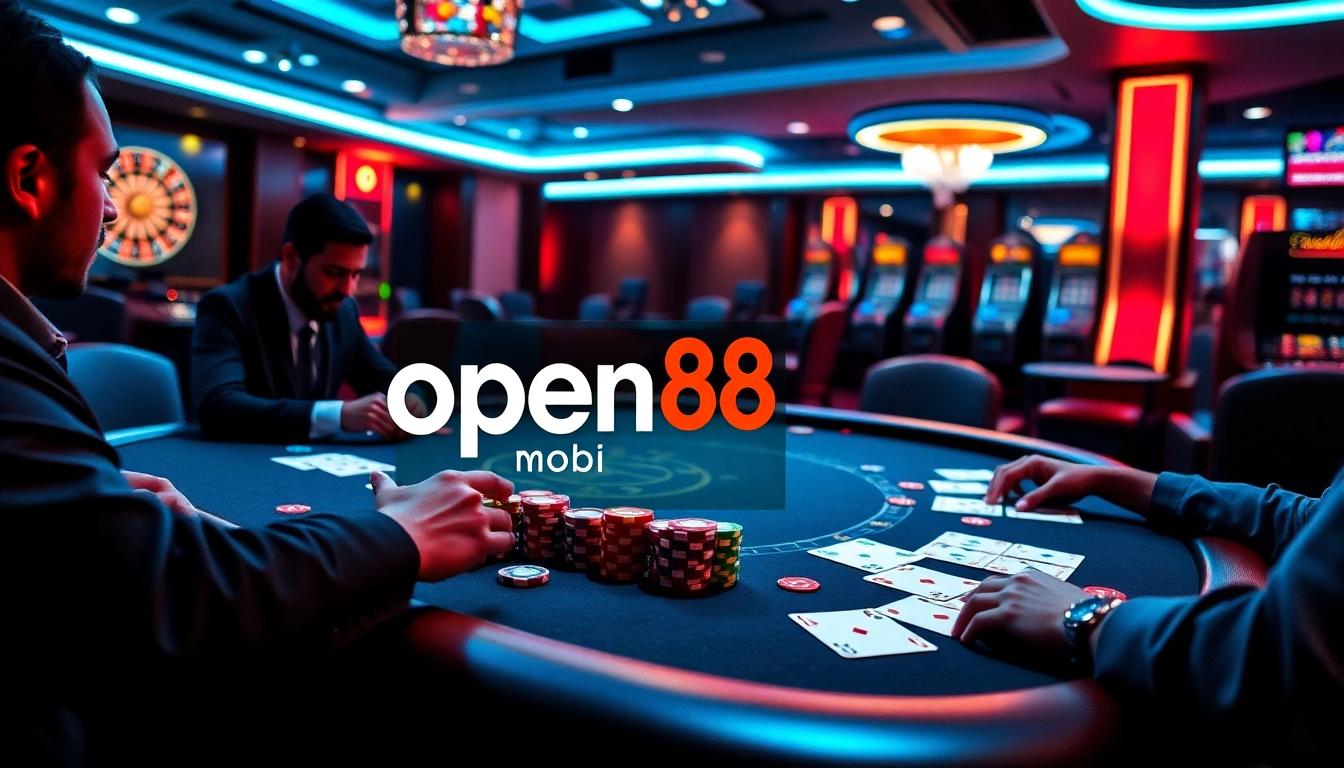 Engage with exciting poker gameplay at open88 mobi, featuring colorful chips and professional setups.